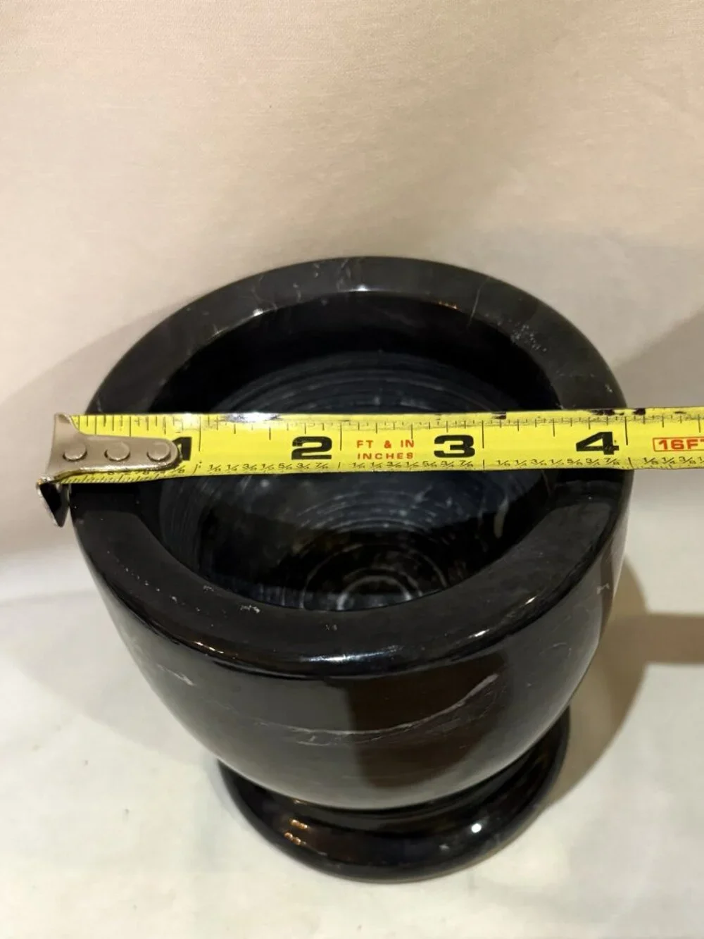 Vtg Black Marble Mortar and Pestle Pharmacy Apothecary Kitchen